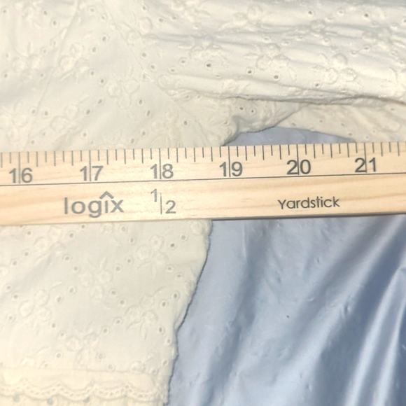 Eyelet Lace Blazer Jacket Lined Cream Ivory 100% Cotton Button - Picture 6 of 9